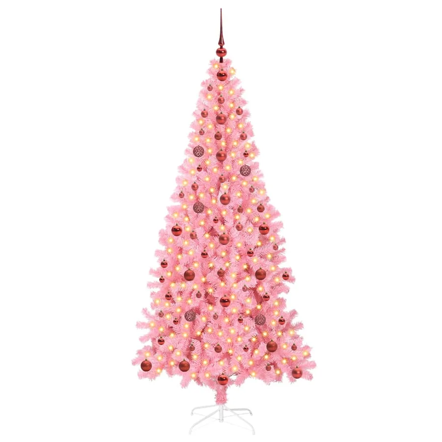 Sapin de Noël avec 300 LED avec support Rose 210 cm PVC - 3