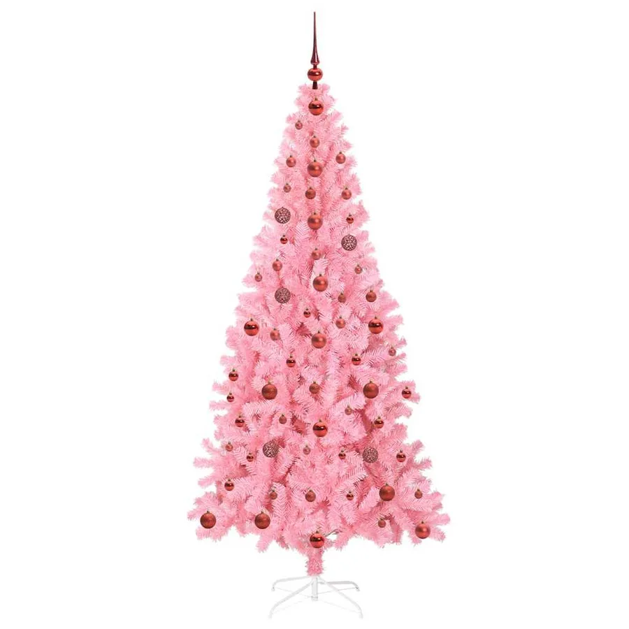 Sapin de Noël avec 300 LED avec support Rose 210 cm PVC - 4