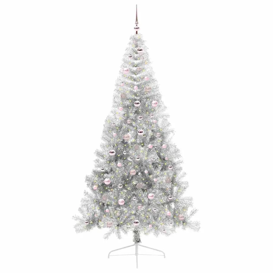 Sapin de Noël artificiel pré-éclairé Argent 240 cm PET - 3