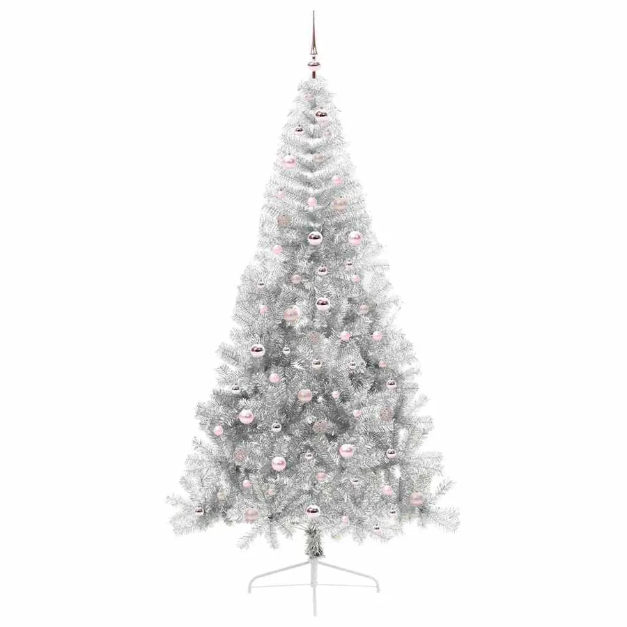 Sapin de Noël artificiel pré-éclairé Argent 240 cm PET - 4