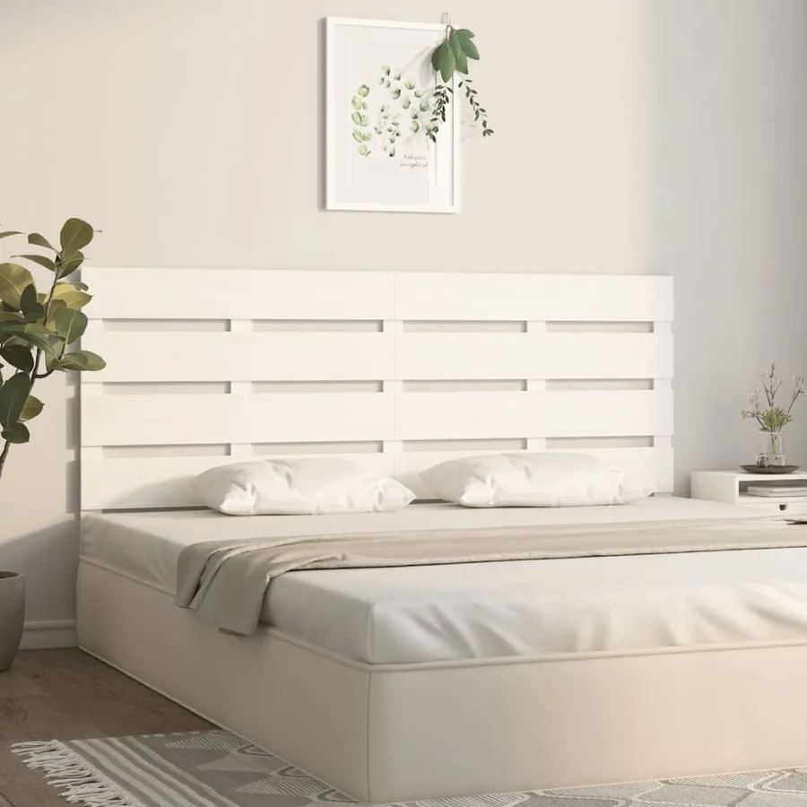 Tête de lit Blanc 140x3x80 cm Bois massif de pin - 3