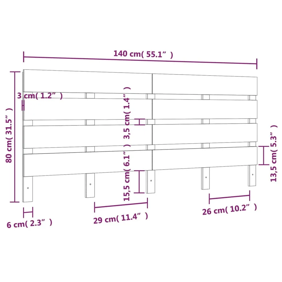 Tête de lit Blanc 140x3x80 cm Bois massif de pin - 6