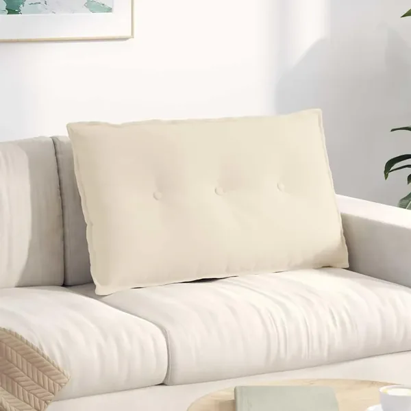 Coussin de Dos Beige 80 x 50 cm Tissu en microfibre
