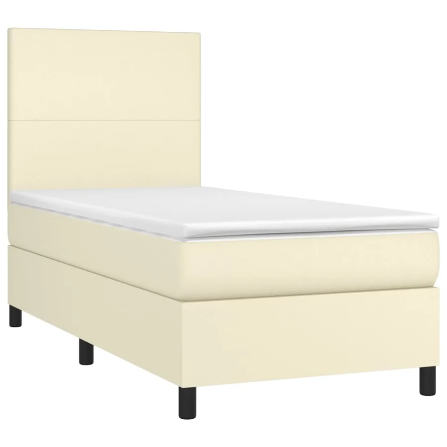 Sommier à lattes de lit avec matelas Crème 90x200 cm Similicuir - 3