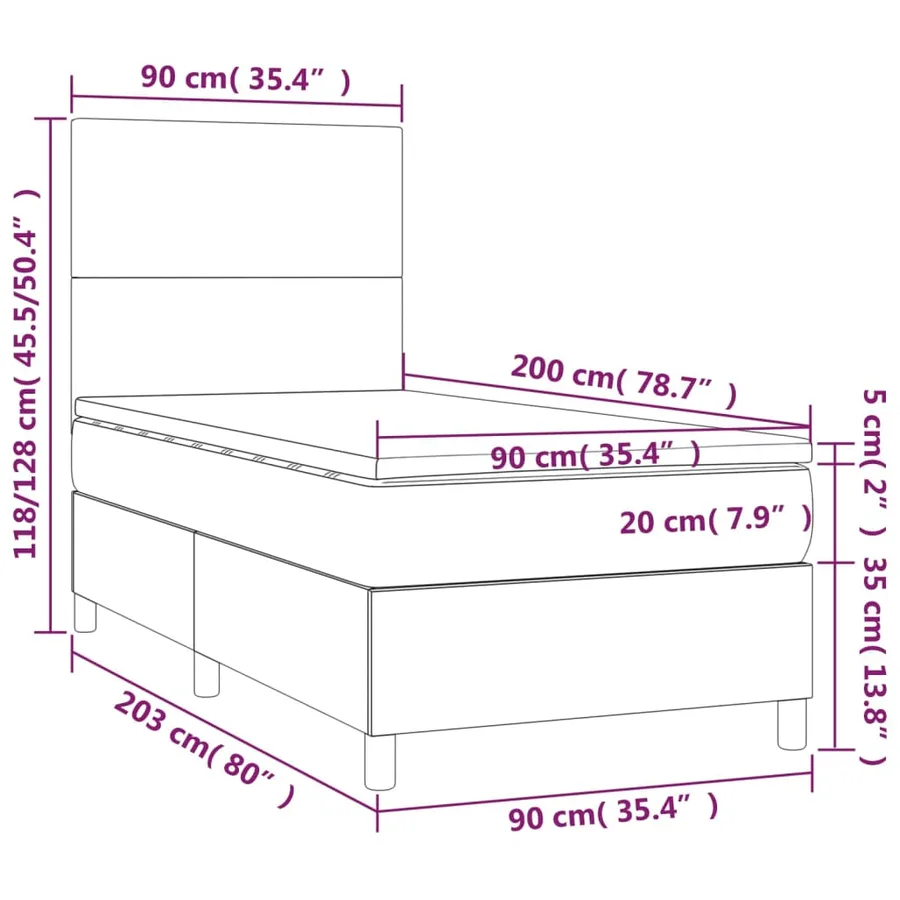 Sommier à lattes de lit avec matelas Crème 90x200 cm Similicuir - 6