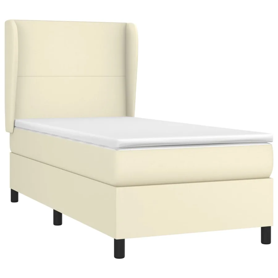 Sommier à lattes de lit avec matelas Crème 90x200 cm Similicuir - 3