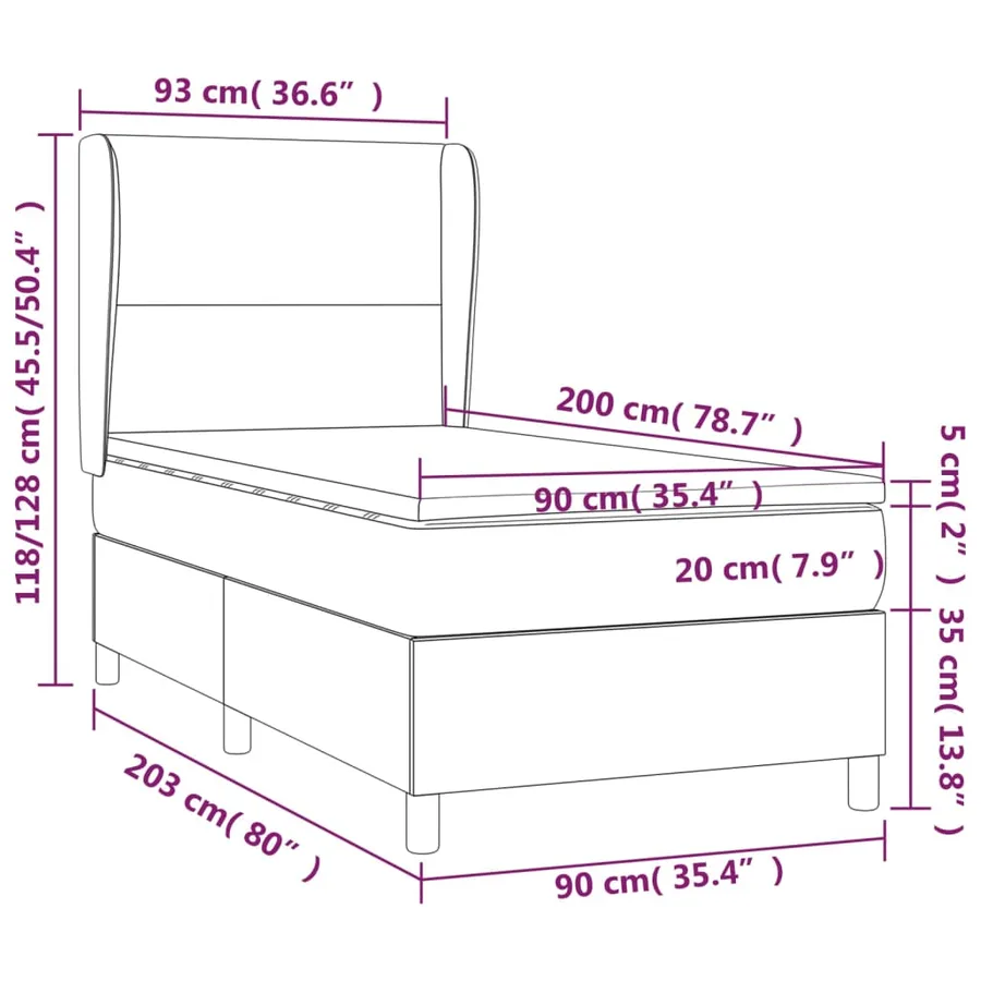 Sommier à lattes de lit avec matelas Crème 90x200 cm Similicuir - 7