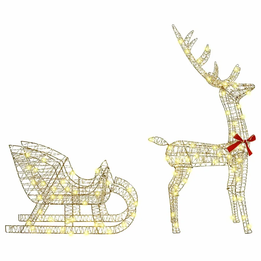 Traîneau tiré par un renne Blanc chaud 70 x 26 x 129 cm PET - 7