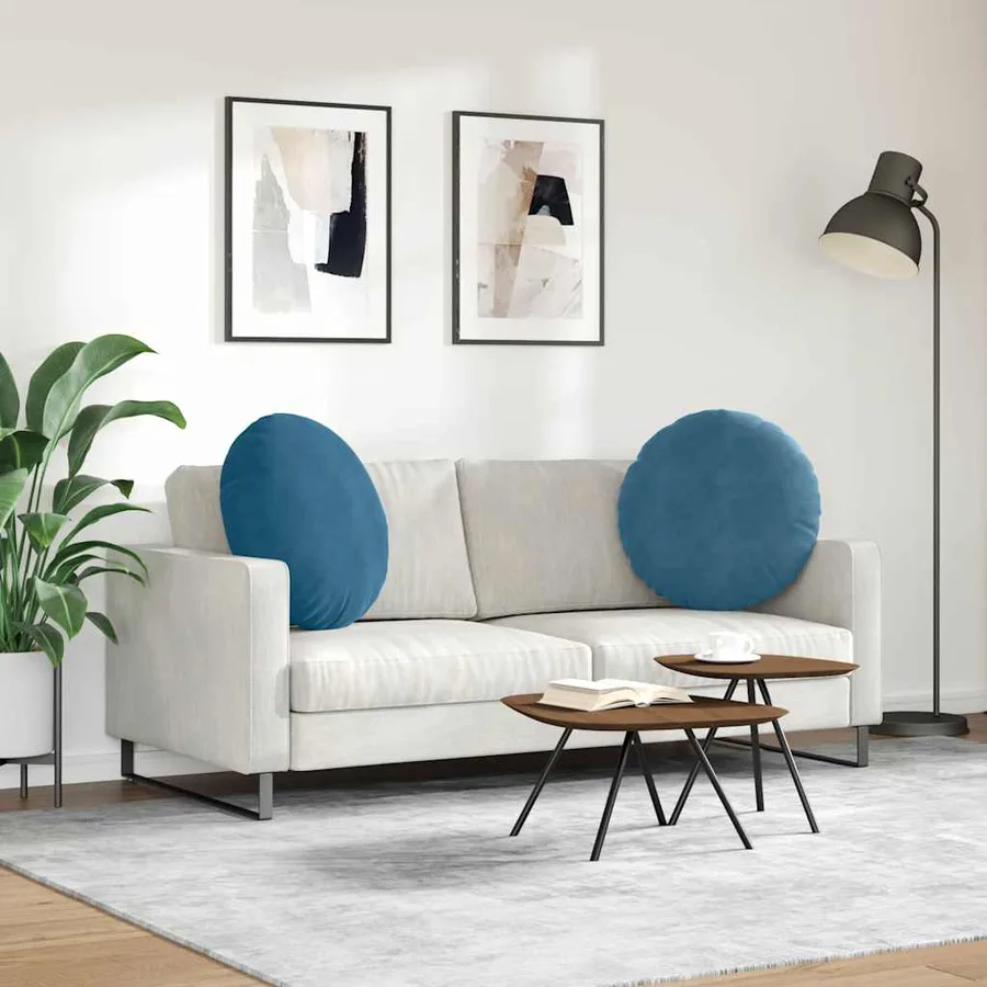 Coussins de siège 2 pcs Bleu Ø 80 x 29 cm Velours - 4