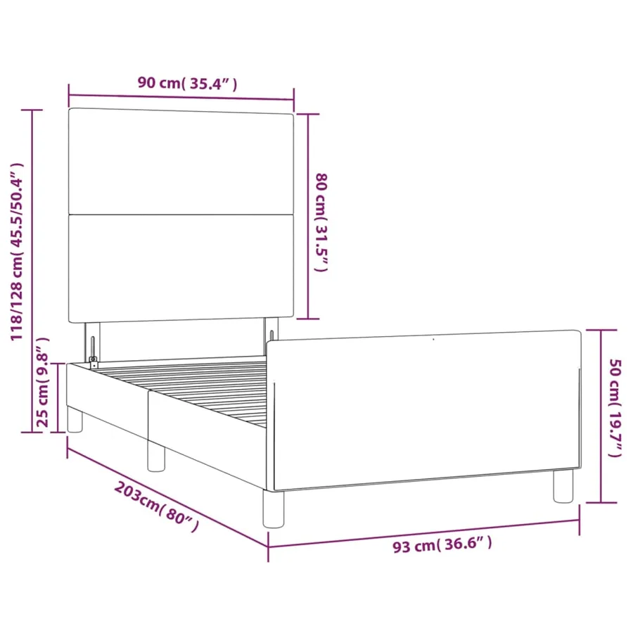 Cadre de lit sans matelas crème 90x200 cm similicuir - 14
