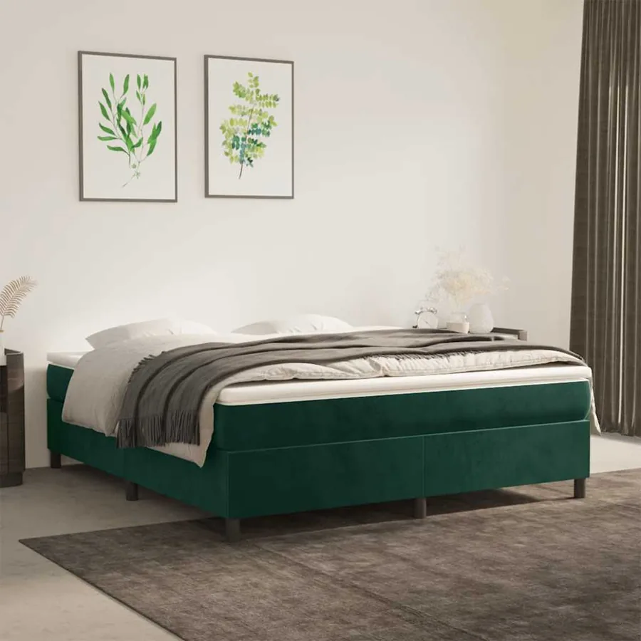 Sommier à lattes de lit et matelas Vert foncé 160x200cm Velours