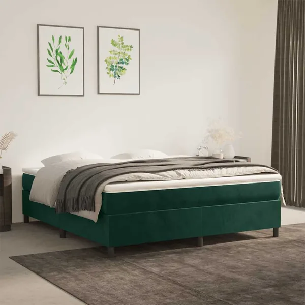 Sommier à lattes de lit et matelas Vert foncé 160x200cm Velours