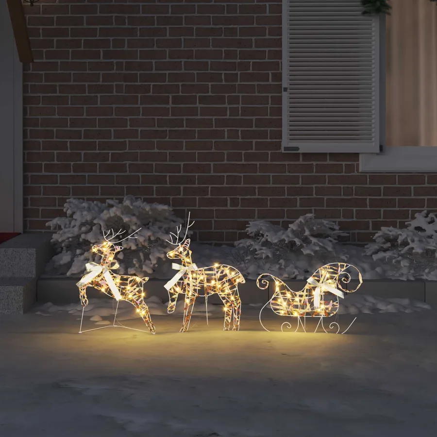 Rennes LED avec 60 LED 3 pcs Blanc chaud PET - 3