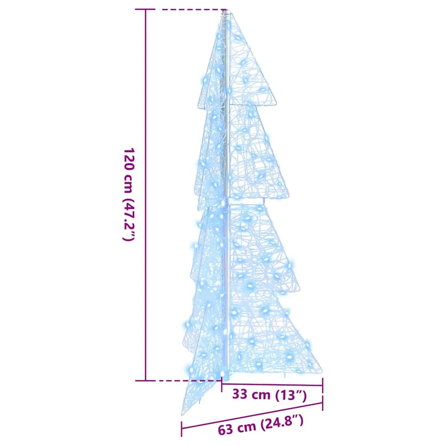 Sapin de Noël avec 100 LED Blanc Froid 120 cm Acrylique - 8