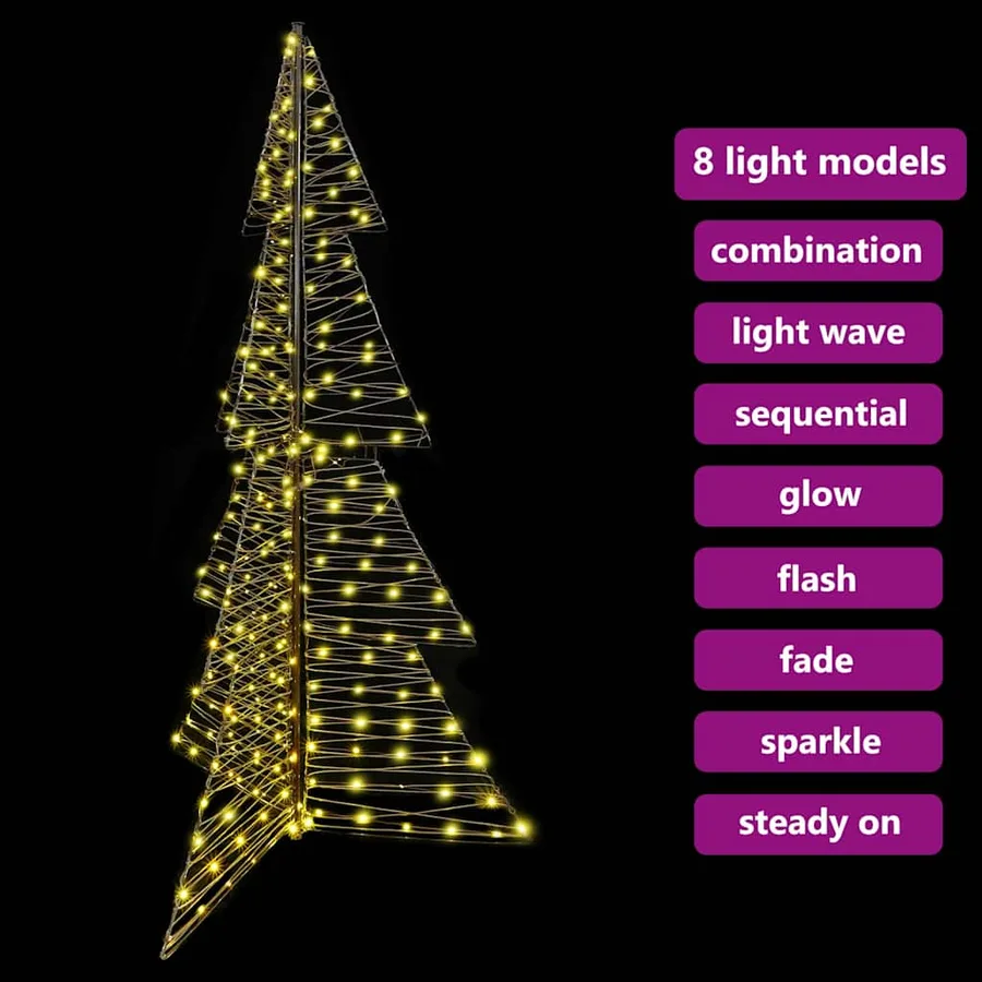 Sapin de Noël avec 240 LED Blanc chaud 180 cm Rotin - 9