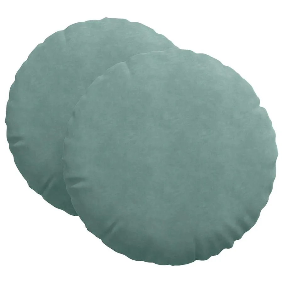 Coussins de siège 2 pcs Vert Mer Ø 40 x 13 cm Velours - 2