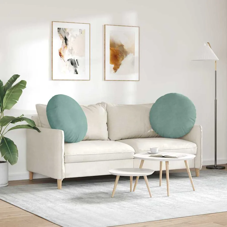 Coussins de siège 2 pcs Vert Mer Ø 40 x 13 cm Velours - 4