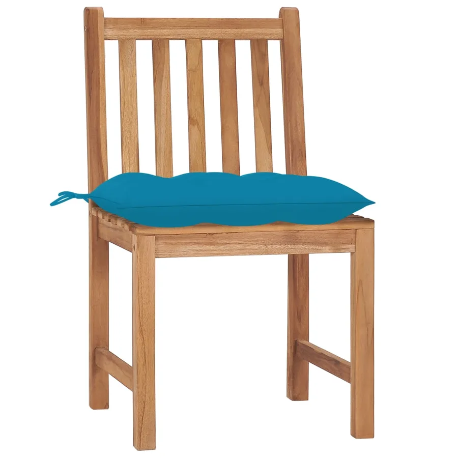 Chaises de jardin lot de 8 avec coussins Bois de teck massif - 3