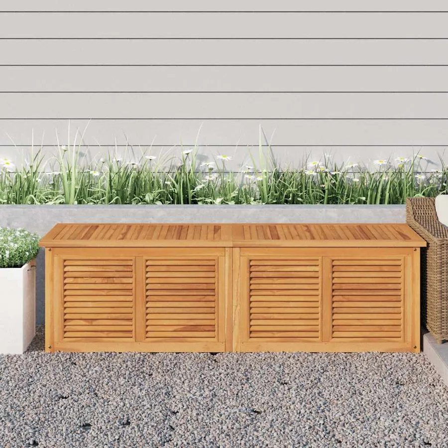 Boîte de rangement jardin et sac 175x50x55 cm bois massif teck
