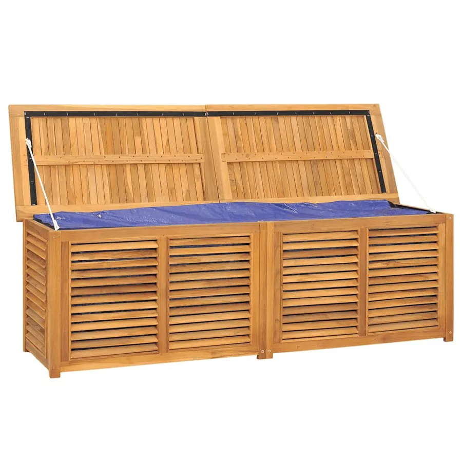Boîte de rangement jardin et sac 175x50x55 cm bois massif teck - 4