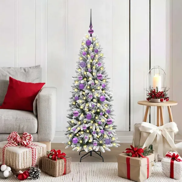 Sapin de Noël artificiel avec 150 LED avec support Blanc 120 cm