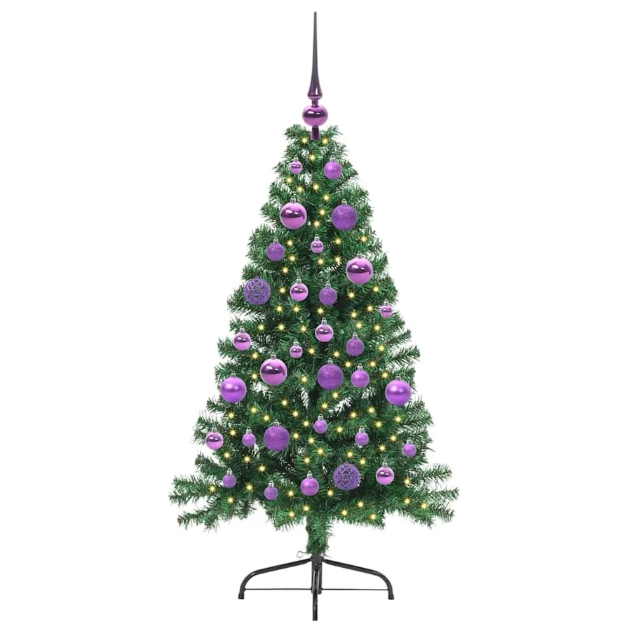 Sapin de Noël artificiel pré-éclairé Vert 120 cm PVC - 3