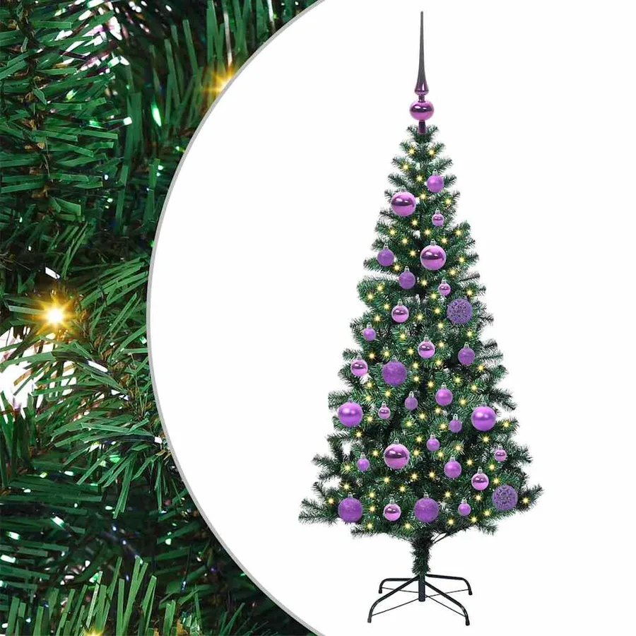 Sapin de Noël artificiel pré-éclairé Vert 120 cm PVC et métal - 2