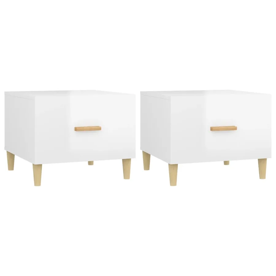 Tables basses 2 pcs blanc brillant 50x50x40cm bois d'ingénierie - 2