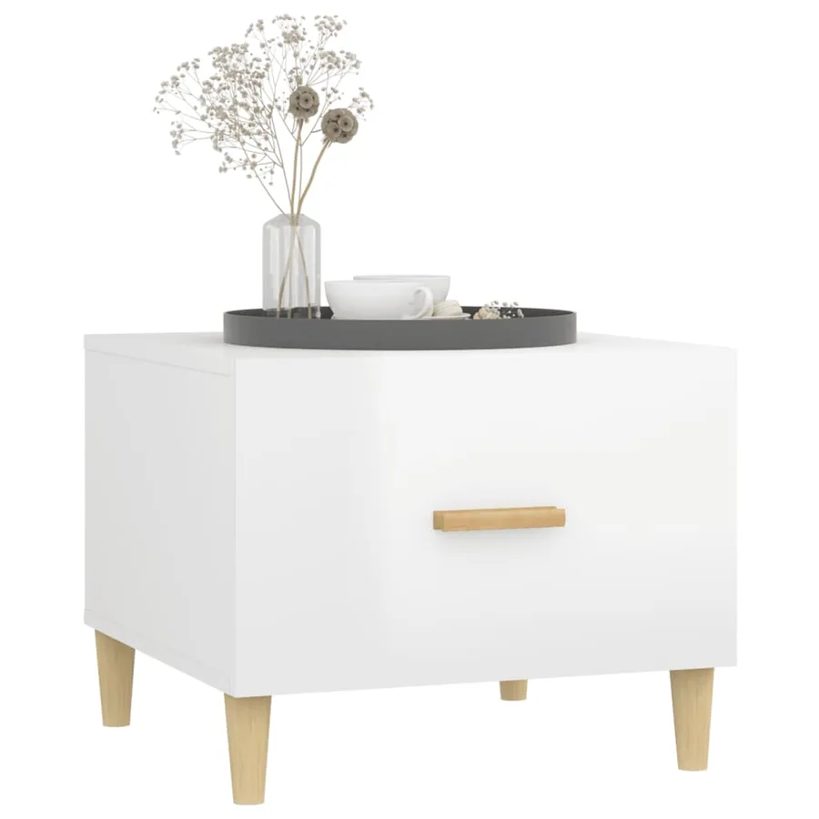 Tables basses 2 pcs blanc brillant 50x50x40cm bois d'ingénierie - 4