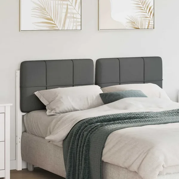 Tête de lit capitonnée Blanc et gris clair 135 cm Pin massif