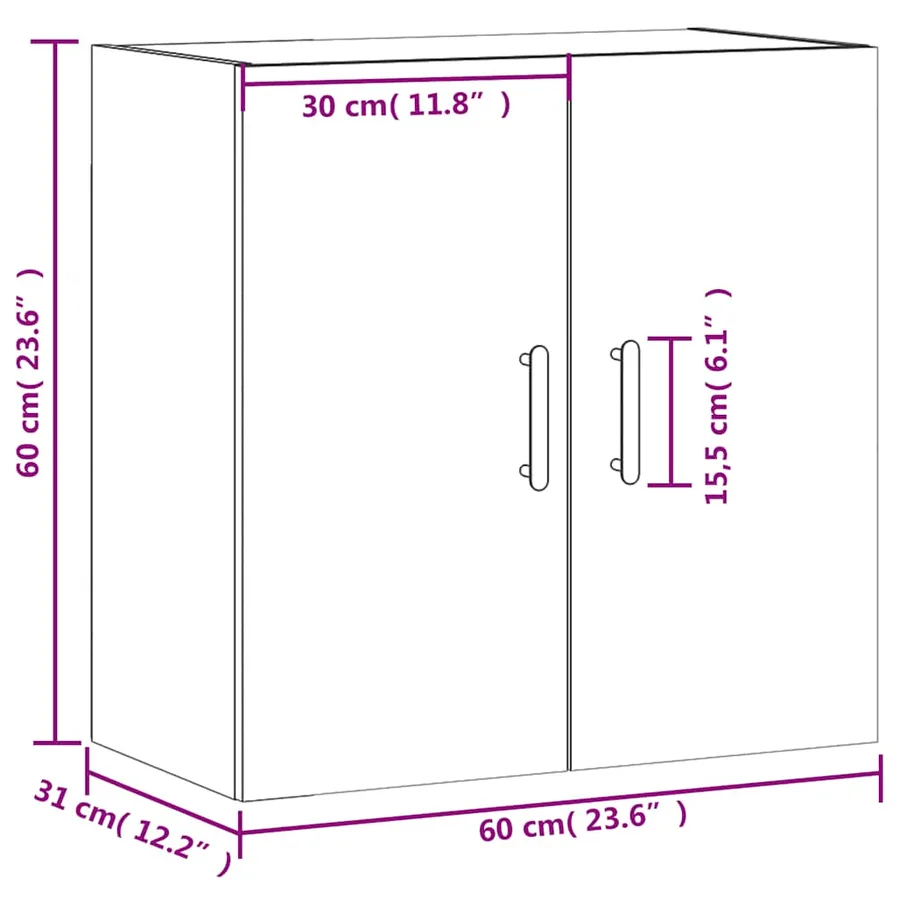 Armoire murale blanc 60x31x60 cm bois d'ingénierie - 12