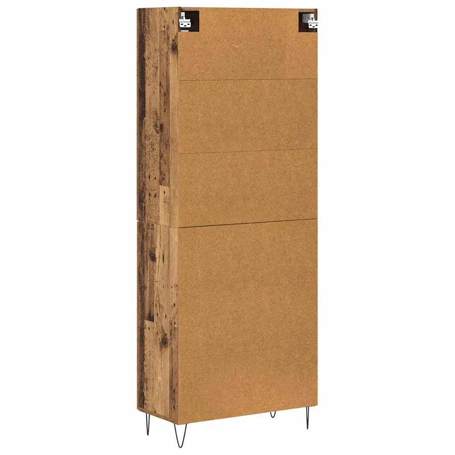 Haut Armoire 2 pcs Bois ancien Bois d'ingénierie et verre - 8