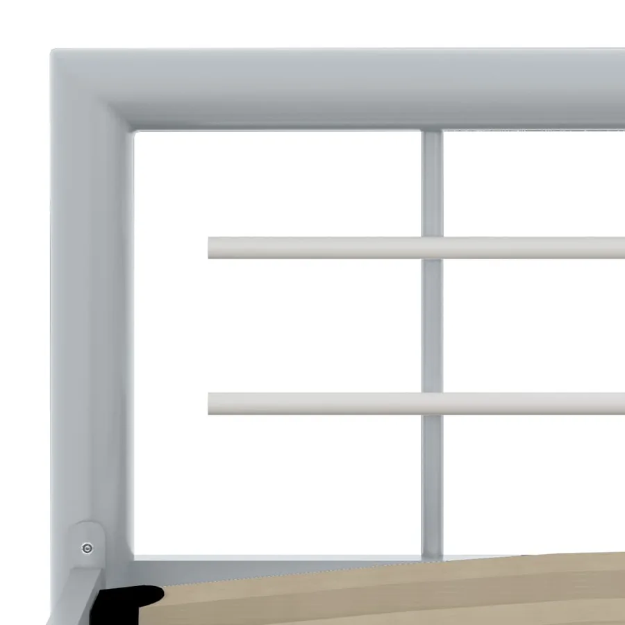 Cadre de lit sans matelas gris et blanc métal 140x200 cm - 5