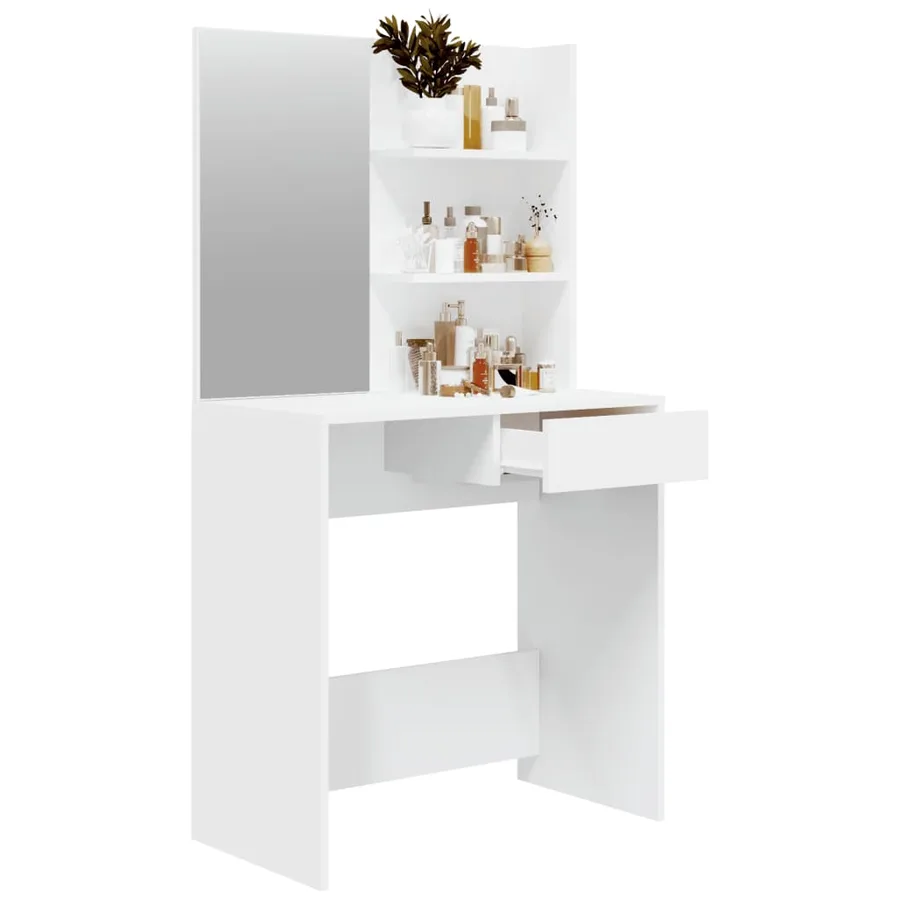 Coiffeuse avec miroir blanc 74,5x40x141 cm - 5