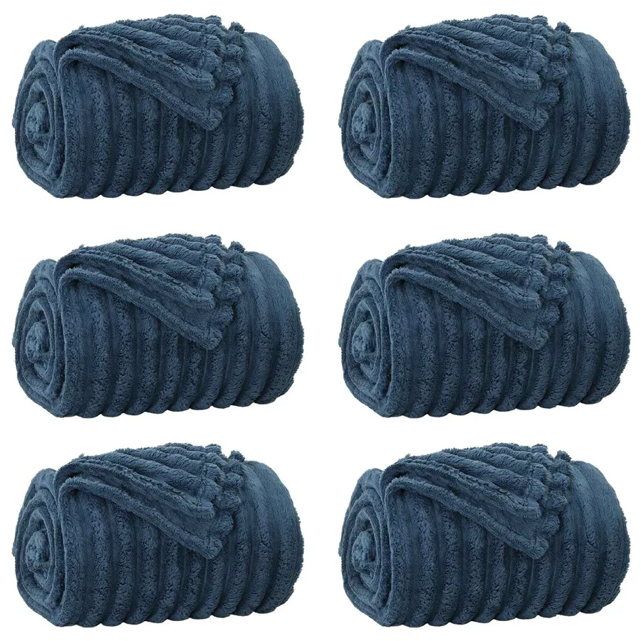 Couvertures à jeter 6 pcs Bleu marine 240 x 220 cm Toison - 2