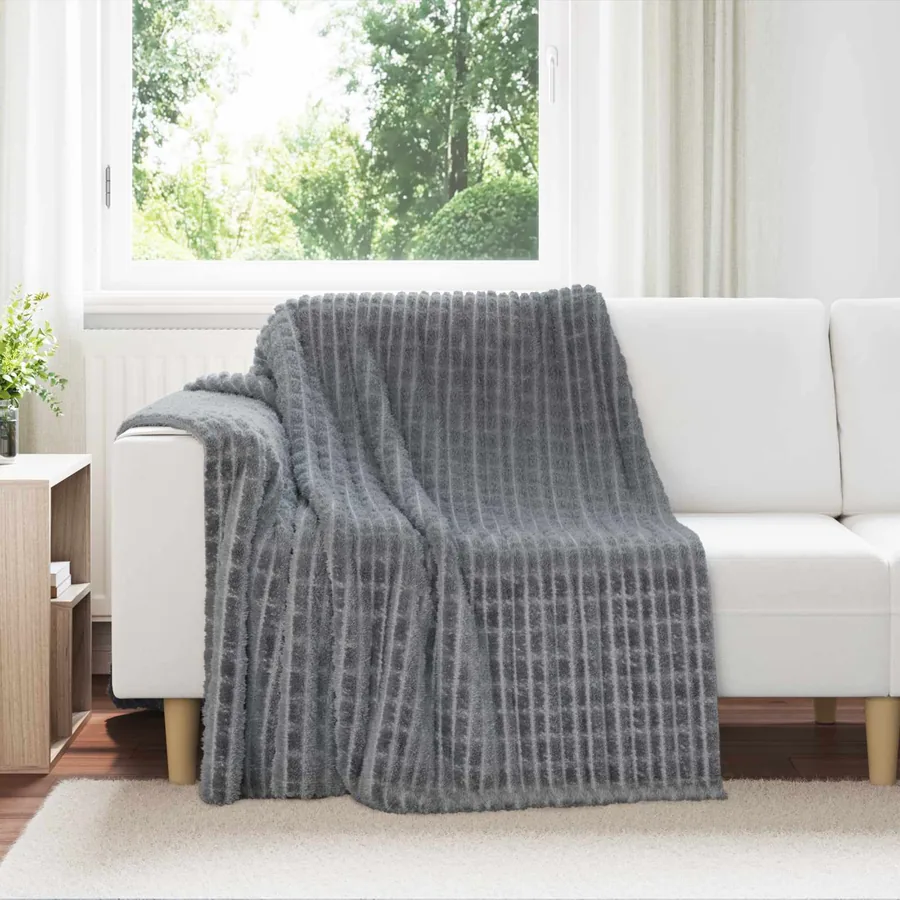 Couvertures à jeter 6 pcs Gris foncé 200 x 150 cm Toison
