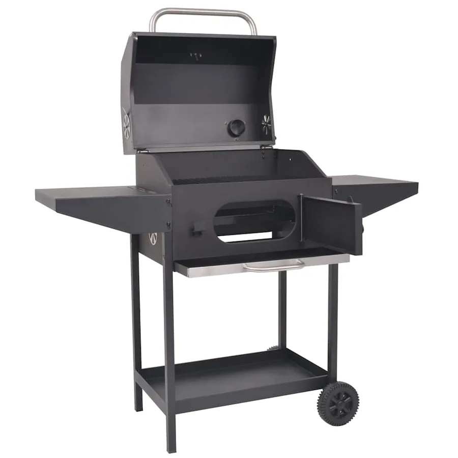 Barbecue au charbon de bois avec étagère inférieure Noir - 2