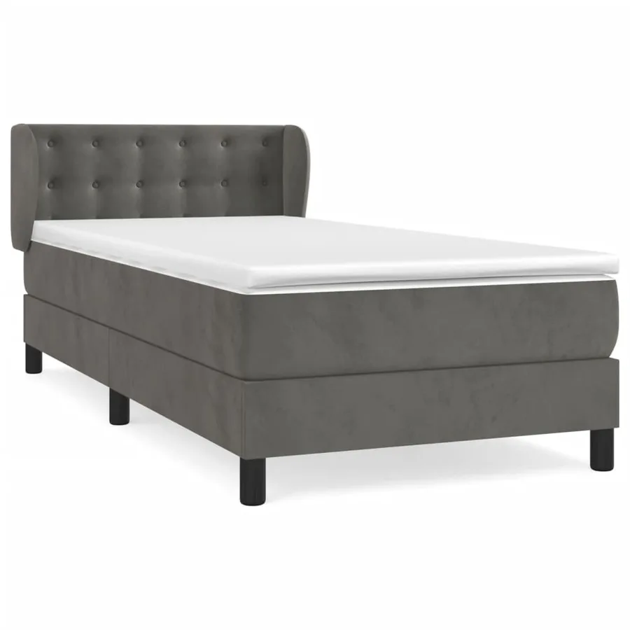 Sommier à lattes de lit et matelas Gris foncé 80x200 cm Velours - 2