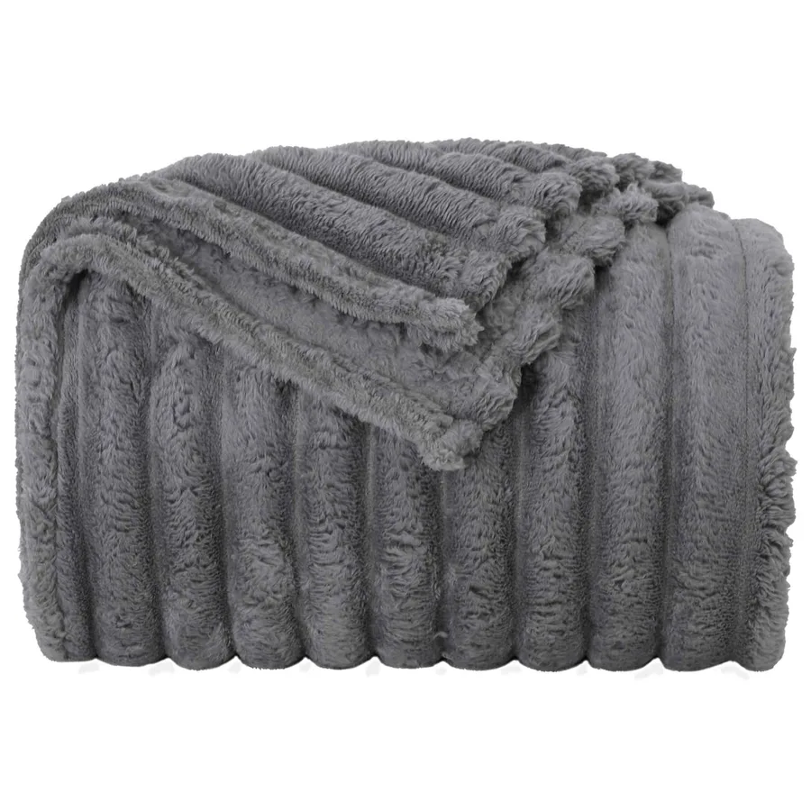 Couvertures à jeter 6 pcs Gris foncé 200 x 150 cm Toison - 5