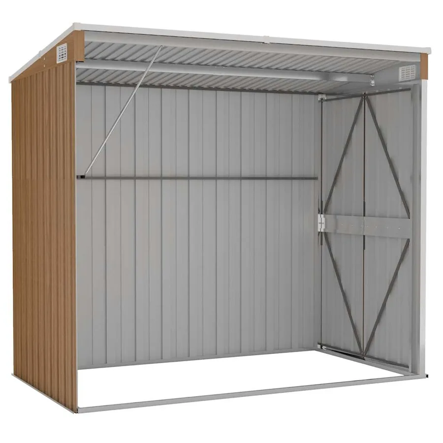 Abri de jardin mural Marron 118x194x178 cm Métal galvanisé - 6