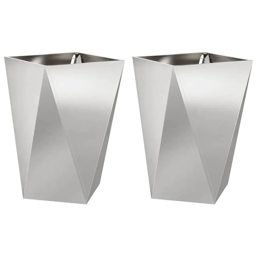 Jardinière 2 pc Argent 50 x 50 x 75 cm Acier inoxydable - 2