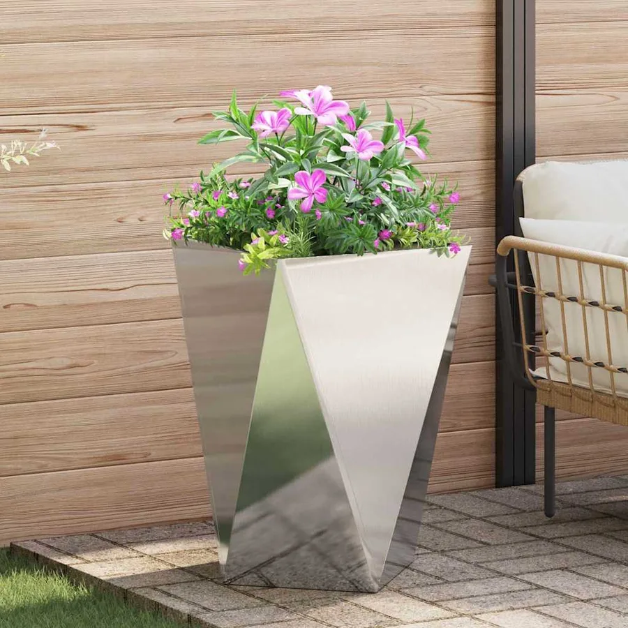 Jardinière 2 pc Argent 50 x 50 x 75 cm Acier inoxydable - 4