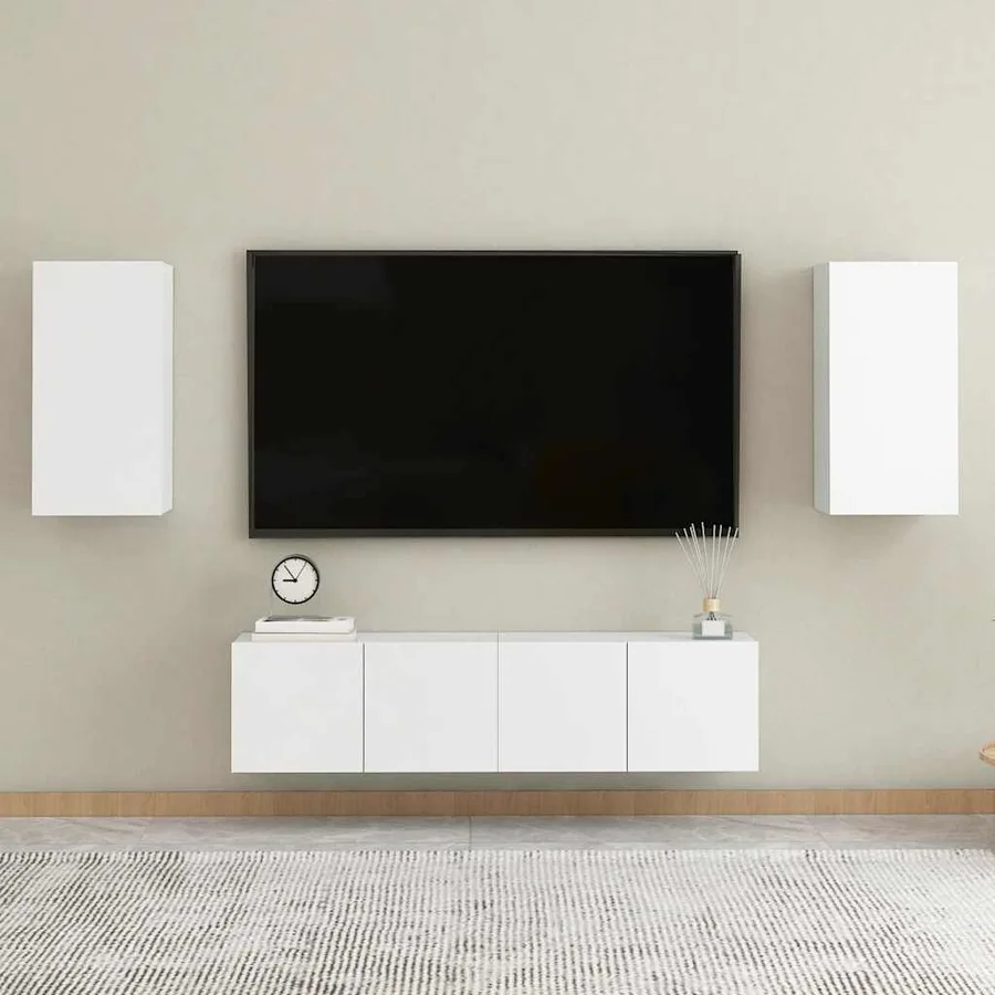 Meubles TV 2 pcs Blanc 30,5x30x60 cm Bois d’ingénierie - 4