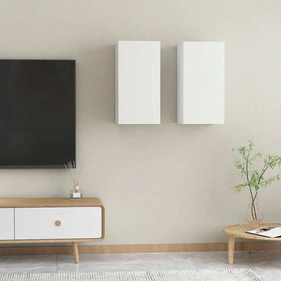 Meubles TV 2 pcs Blanc 30,5x30x60 cm Bois d’ingénierie - 5