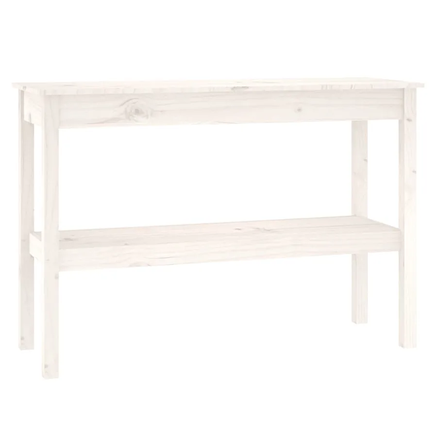 Table console Blanc 110x40x75 cm Bois de pin solide - 2