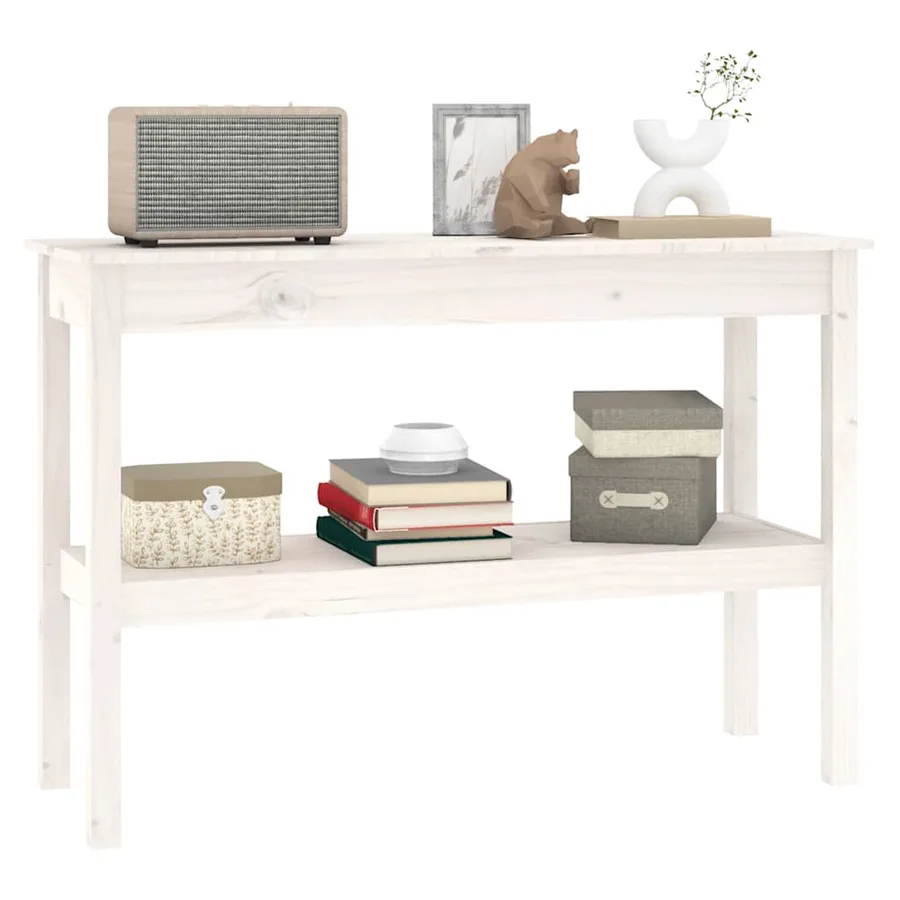 Table console Blanc 110x40x75 cm Bois de pin solide - 5