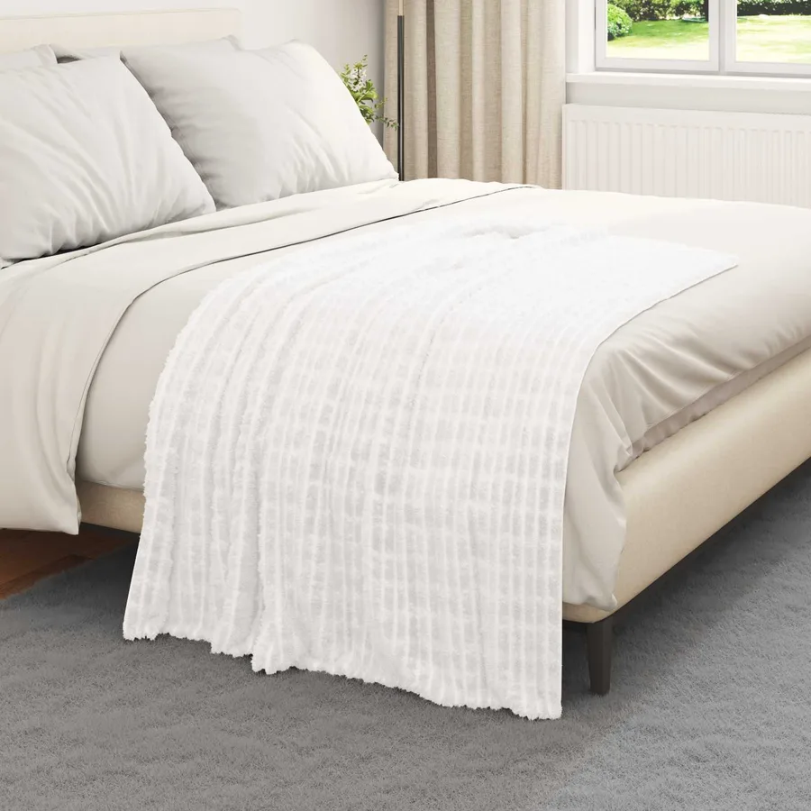 Couvertures à jeter 6 pcs Blanc 150 x 130 cm Toison - 3