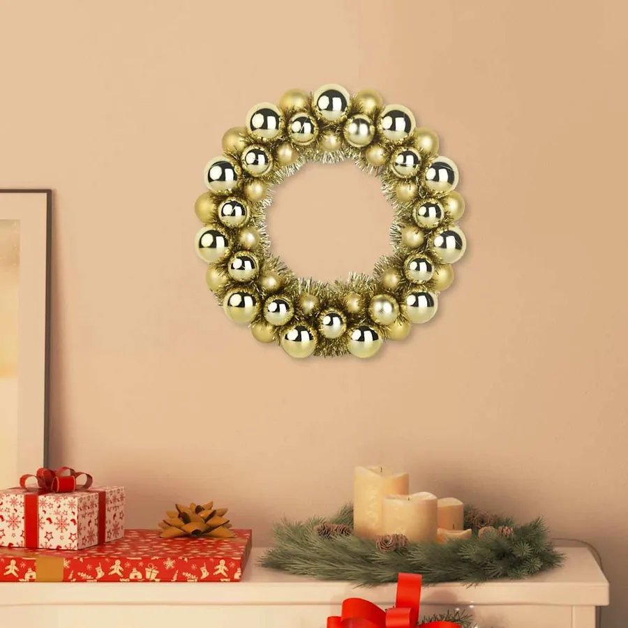 Couronnes de Boules de Noël 2 pcs Doré 33 x 33 x 7 cm