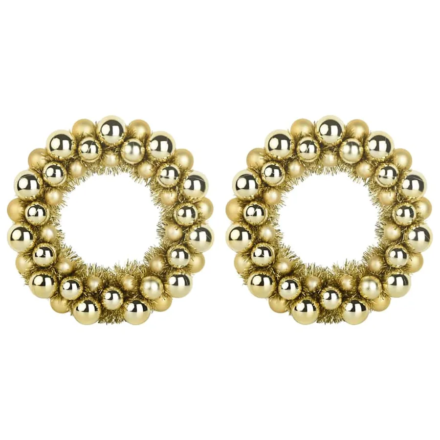 Couronnes de Boules de Noël 2 pcs Doré 33 x 33 x 7 cm - 2