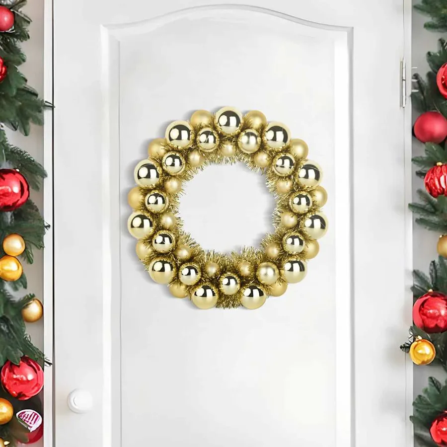 Couronnes de Boules de Noël 2 pcs Doré 33 x 33 x 7 cm - 3
